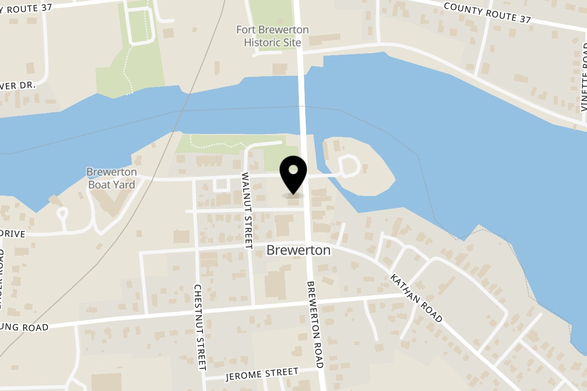 Map showing the location of Rosie's Corner Take Out Restaurant on 9689 Brewerton Rd in Brewerton